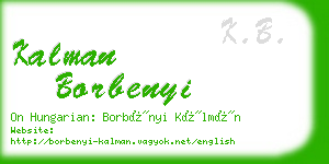 kalman borbenyi business card